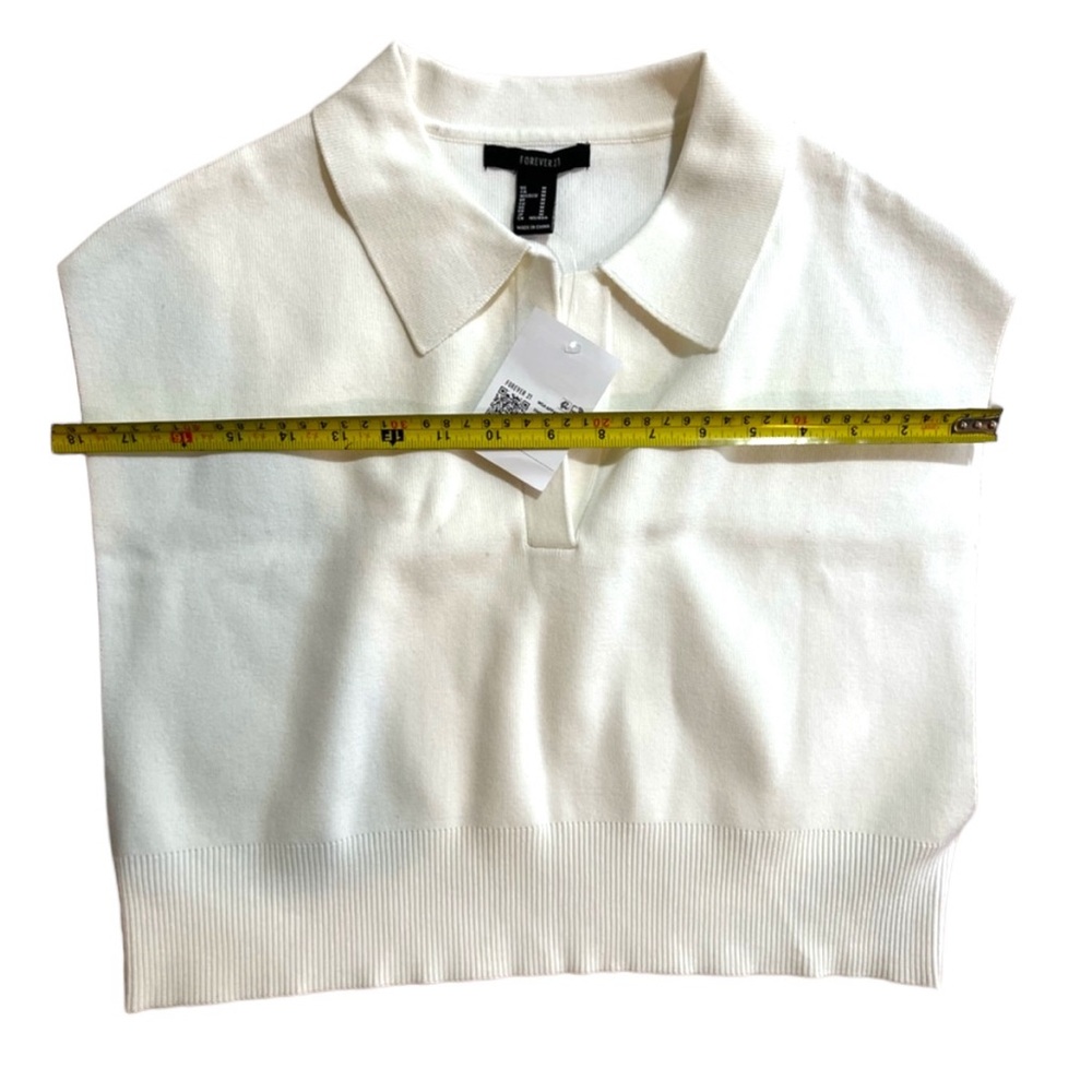 Forever 21 Sleeveless Sweater-Knit Crop Top ivory cream medium M vest NWT - Picture 4 of 10